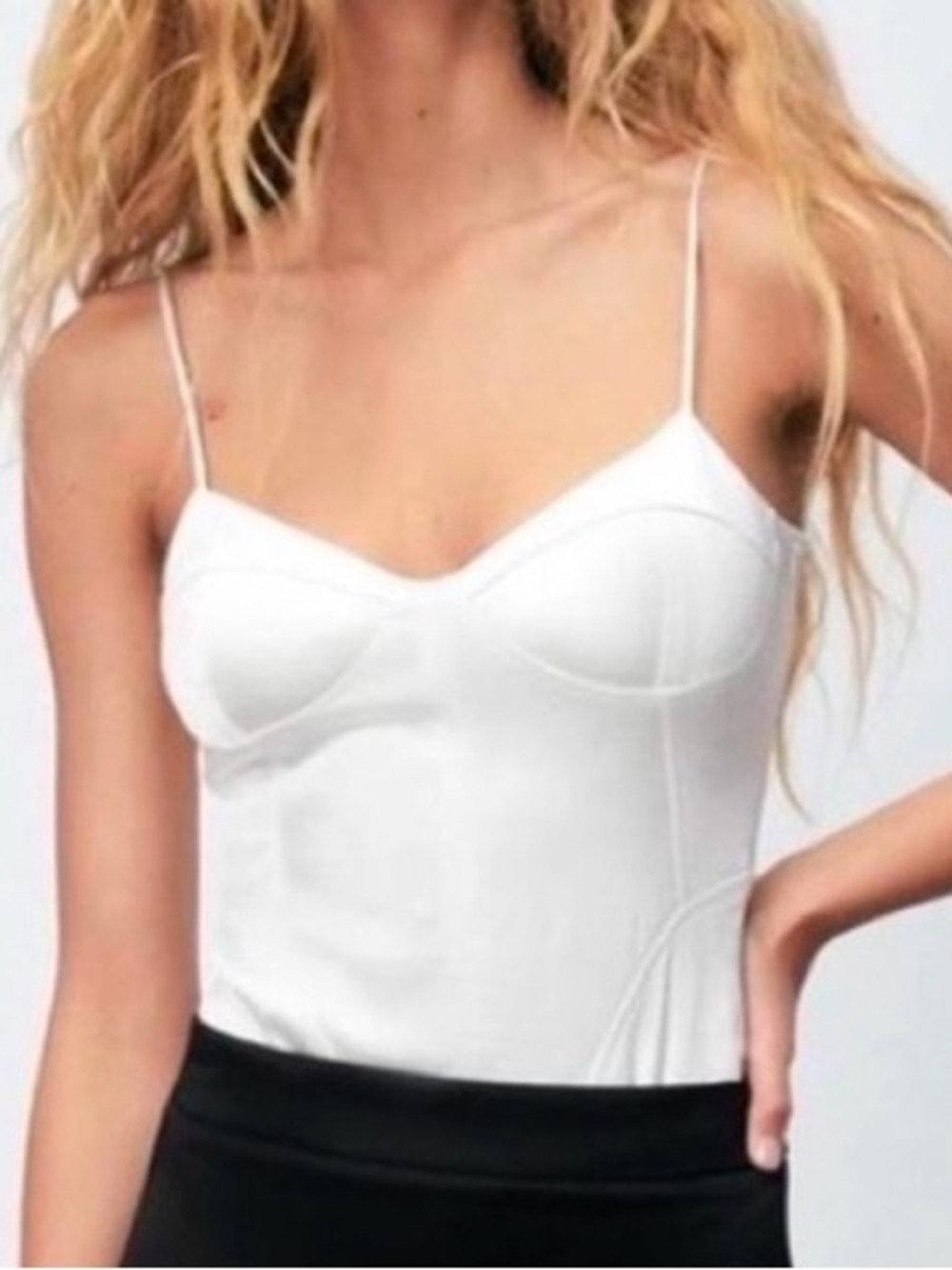 Zara White Satin Bustier Bodysuit Top